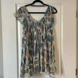 Free People Floral Top with Lace Detail